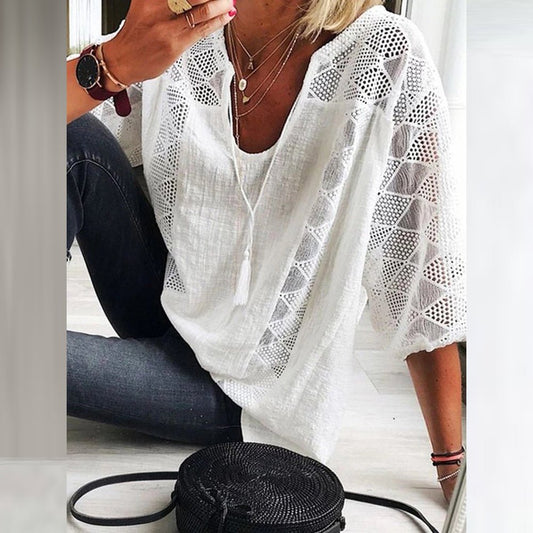 Milania™ | Boho Crochet-Detail Blouse